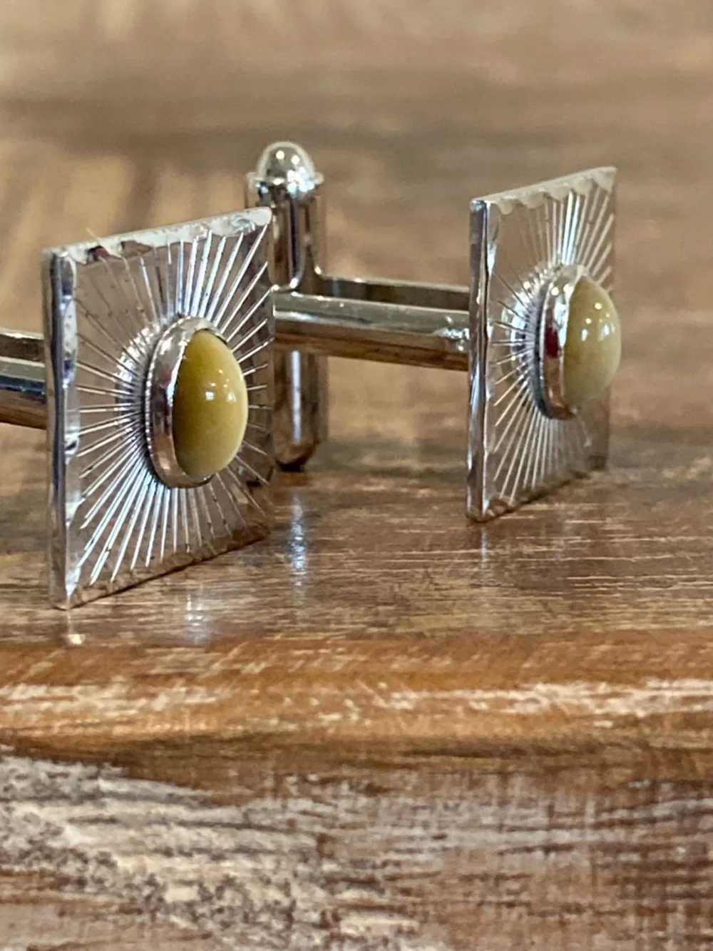 Simmons Sterling Silver Cufflinks Tigers Eye Vintage Square Western Style - Picture 13 of 16